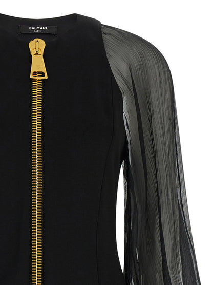 Balmain Xl Zip Dress Black