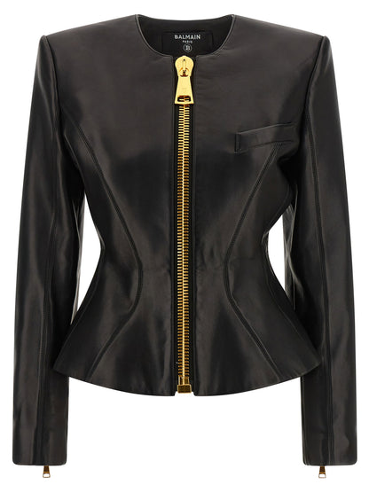 Balmain Leather Jacket Black  