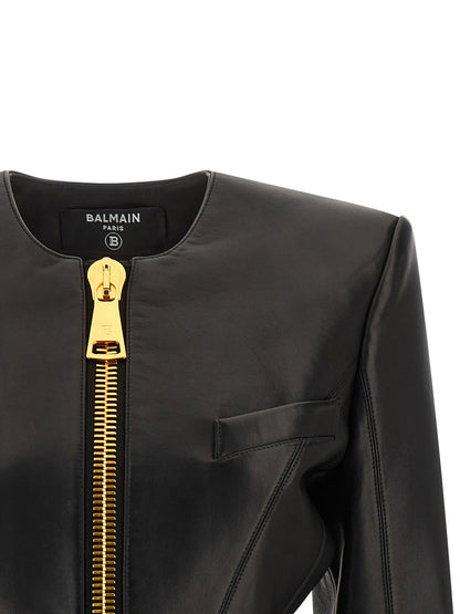 Balmain Leather Jacket Black  