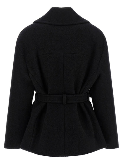 Balmain Anthem Belted Caban Black