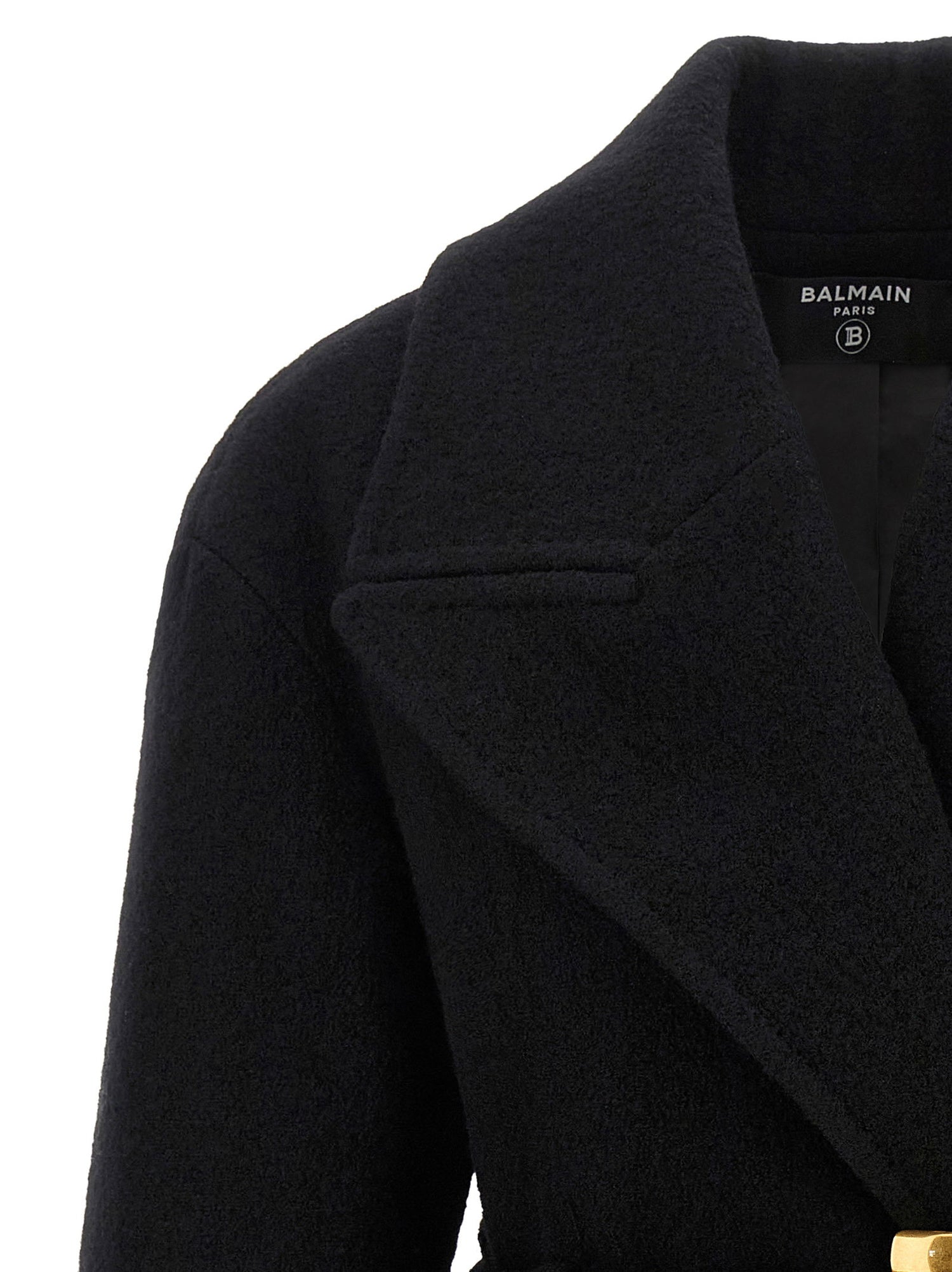 Balmain Anthem Belted Caban Black