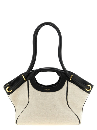 Balmain Medium Tote Shopping Bag White/black