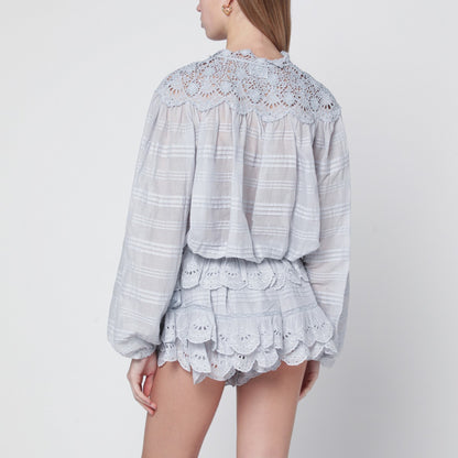ISABEL MARANT Étoile Polly Cotton Lace Blouse Light blue