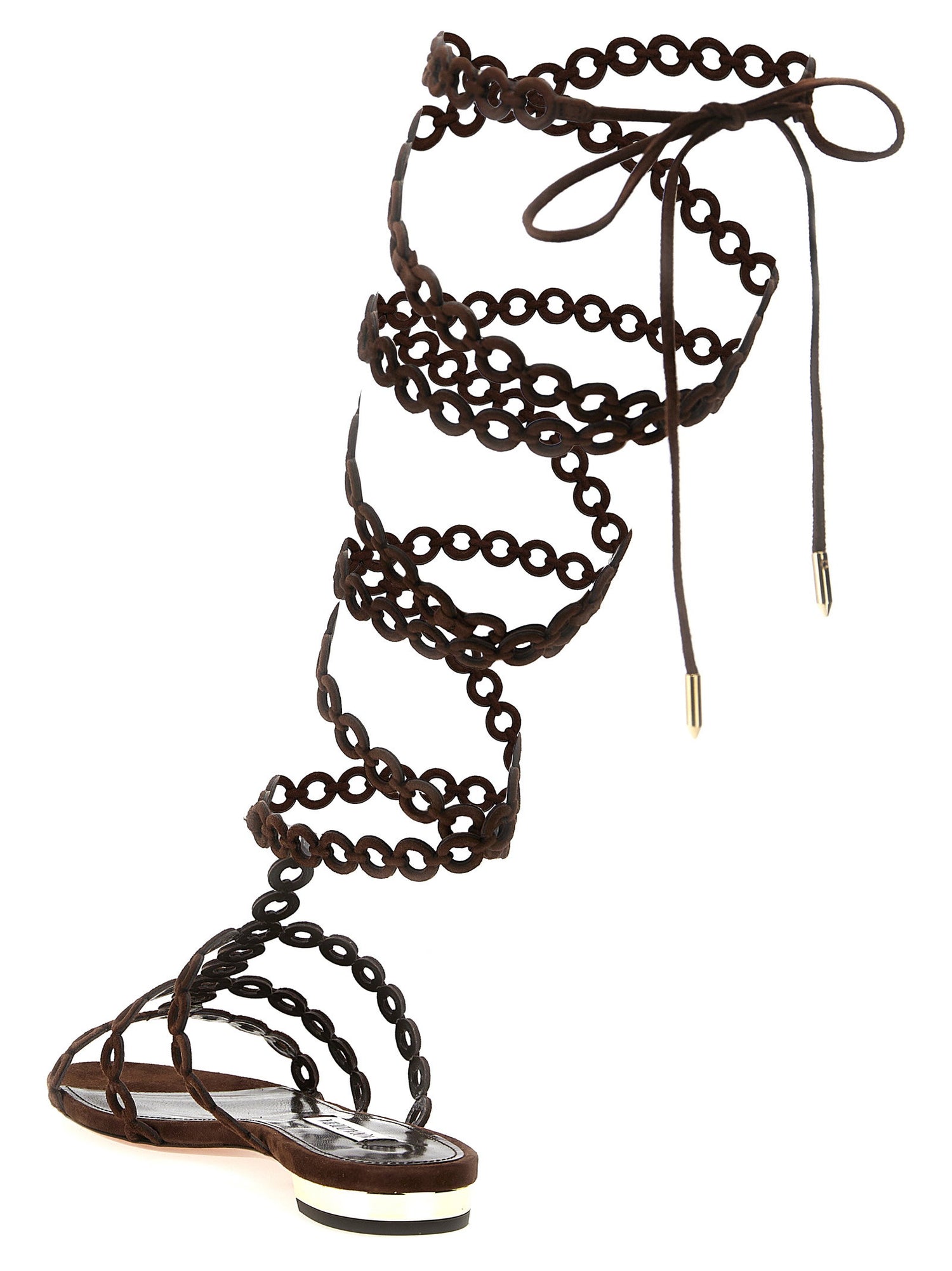 Aquazzura Infinity Chain Gladiator Sandals Brown