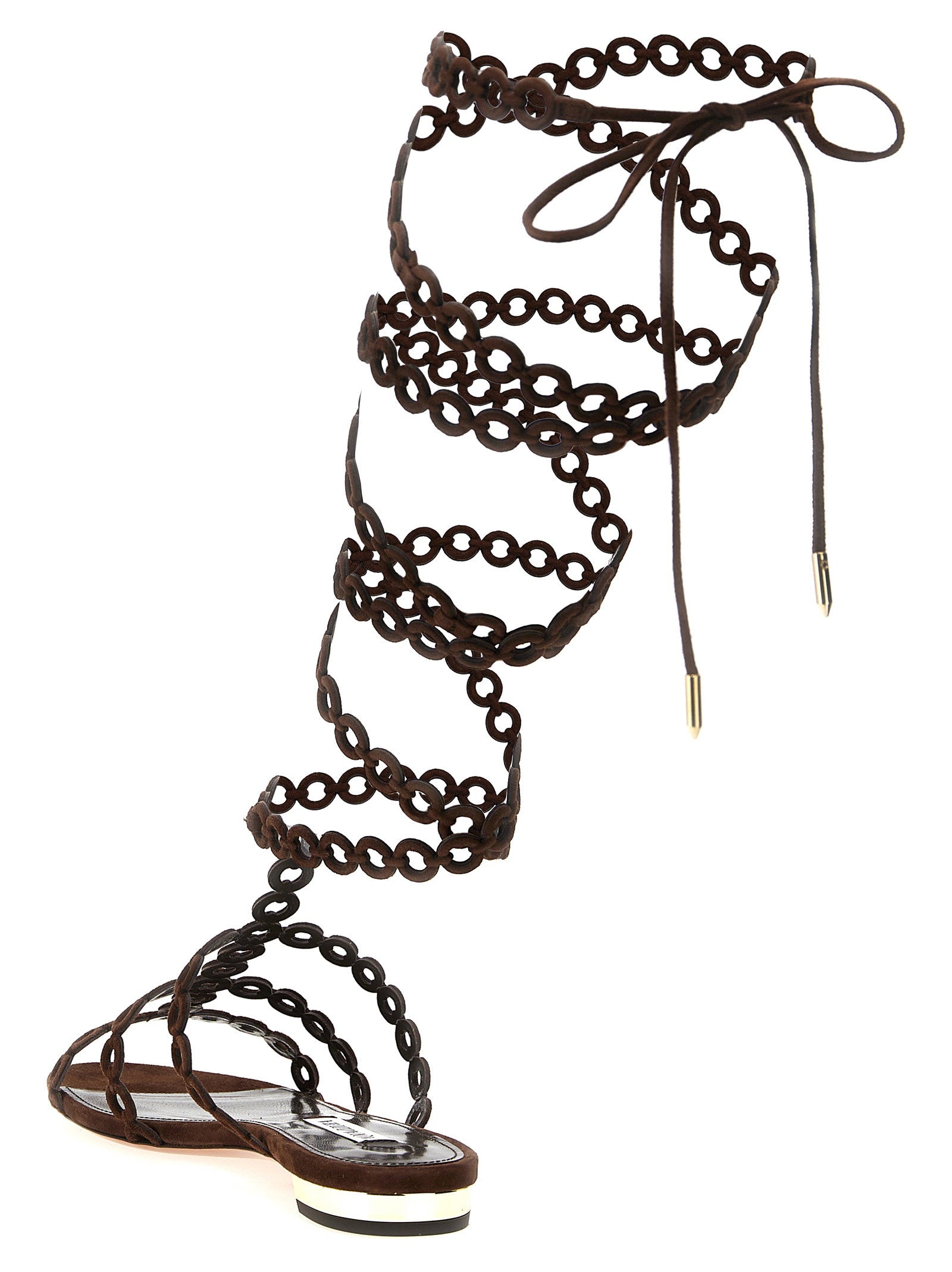Aquazzura Infinity Chain Gladiator Sandals Brown