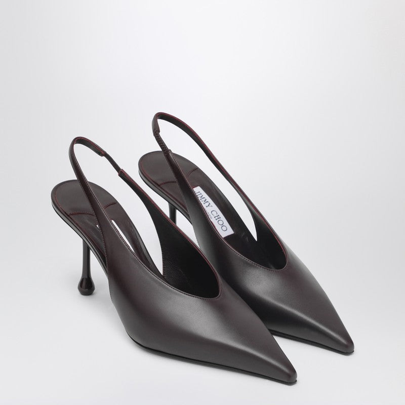 Jimmy Choo Isa 80 Pointed Slingback Pumps in Merlot Green