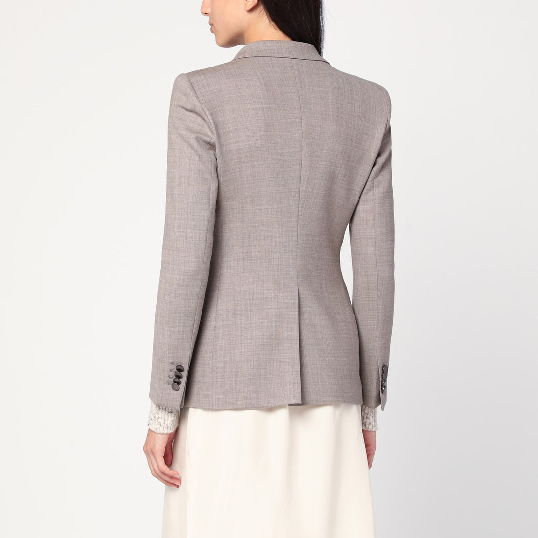 Tagliatore Double-Breasted Wool-Blend Jacket Beige Beige