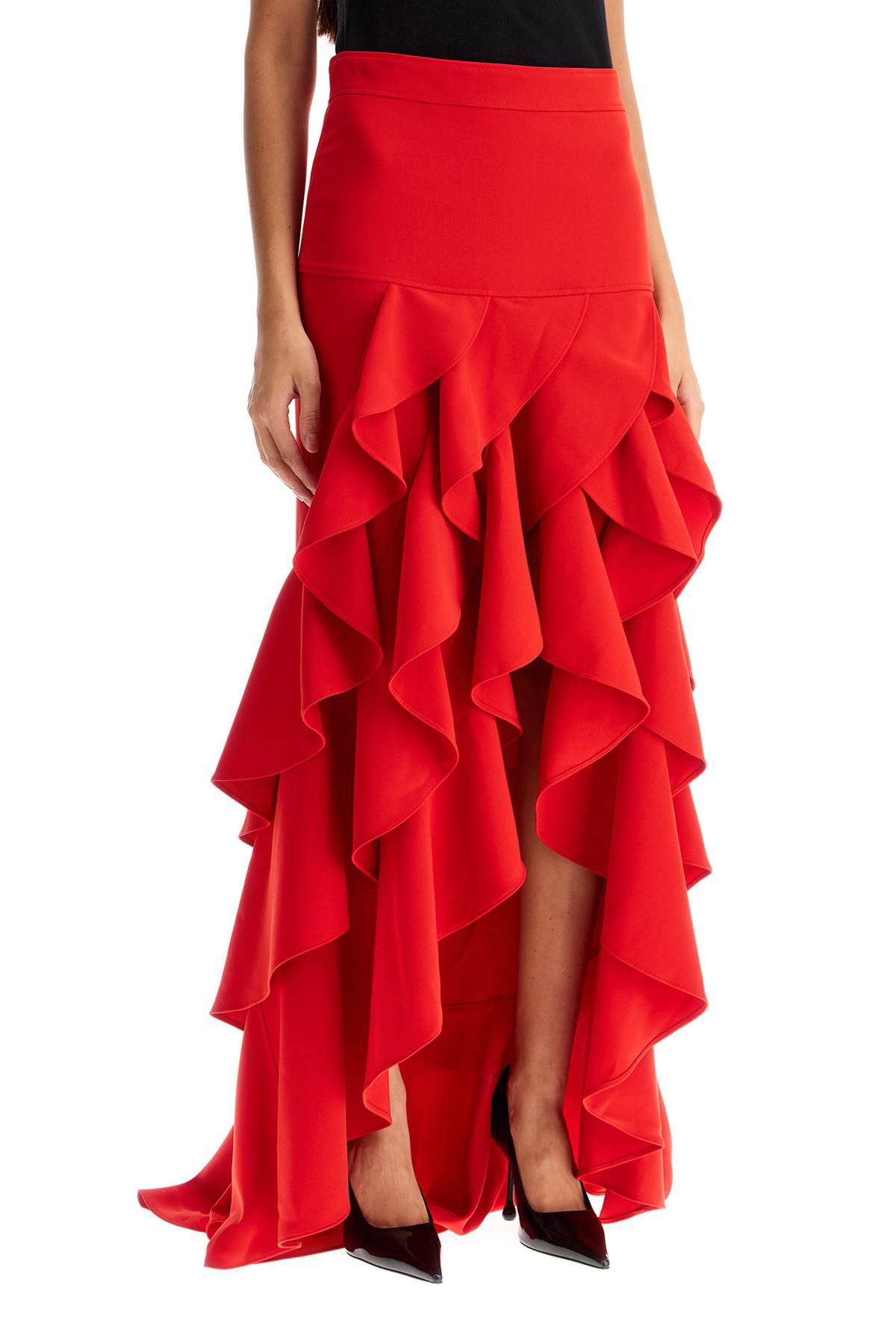 Moschino asymmetric Red skirt with ruffles