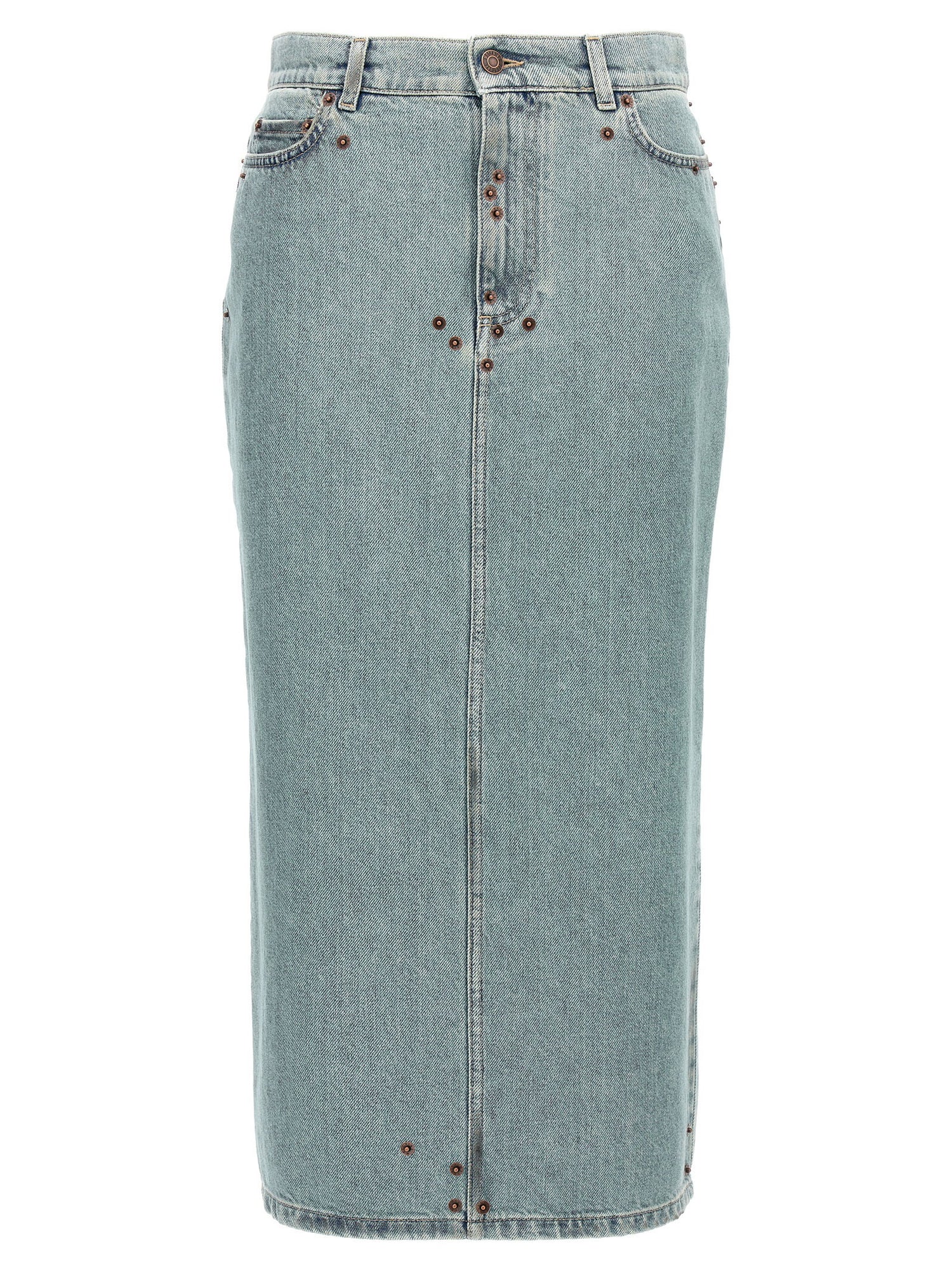 Moschino Rivets Denim Skirt Light blue
