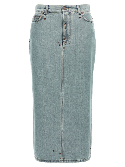 Moschino Rivets Denim Skirt Light blue
