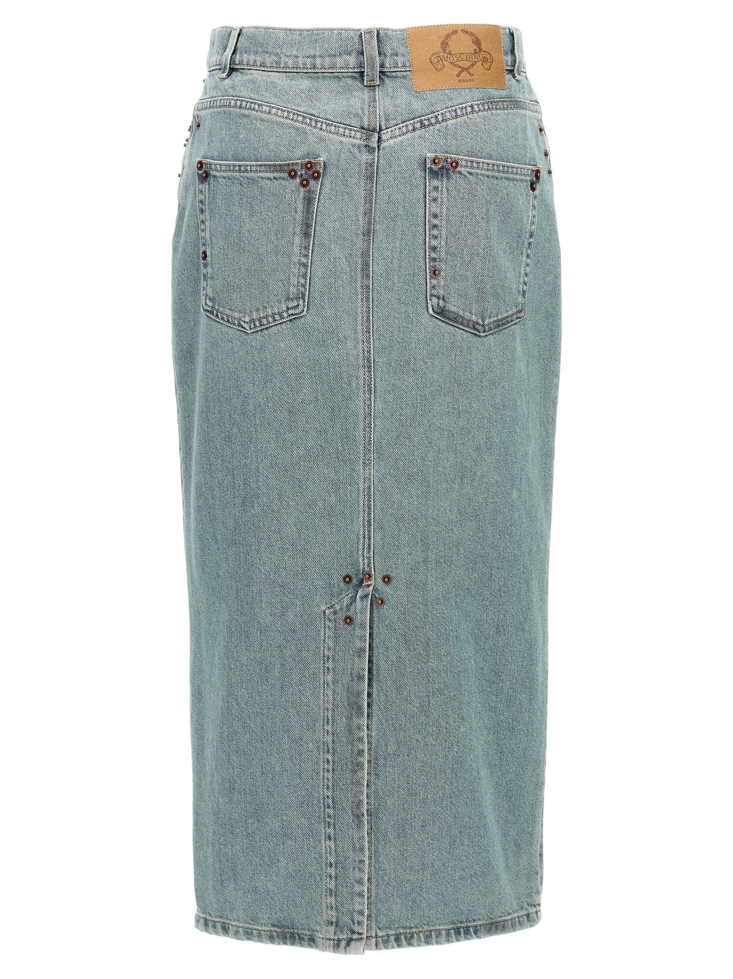 Moschino Rivets Denim Skirt Light blue