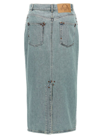 Moschino Rivets Denim Skirt Light blue
