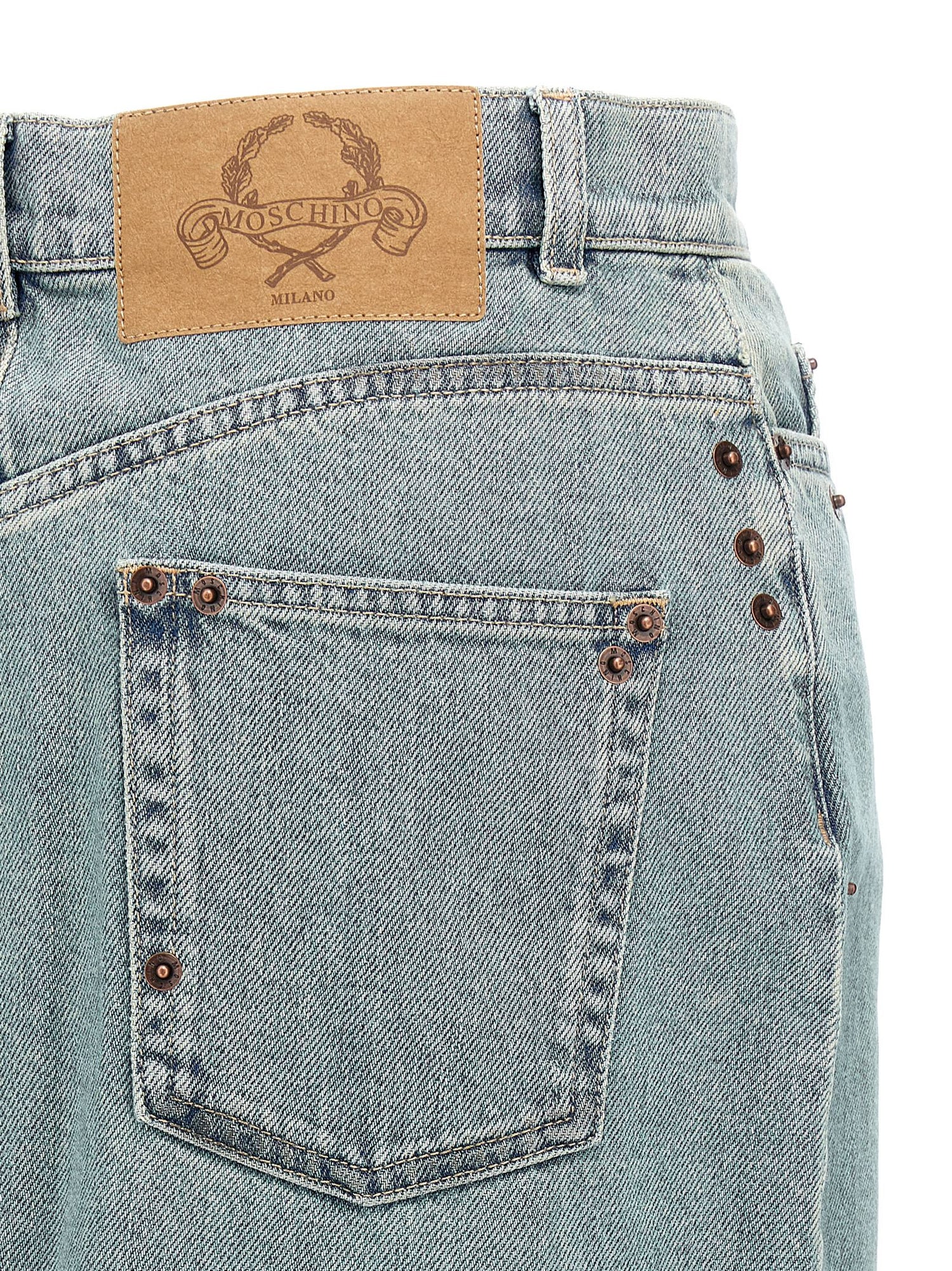 Moschino Rivets Denim Skirt Light blue