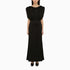 Jil Sander Long Sleeveless Draped Dress with Black Ruffles Black