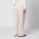 Jil Sander Ivory Wool Gabardine Trousers Beige
