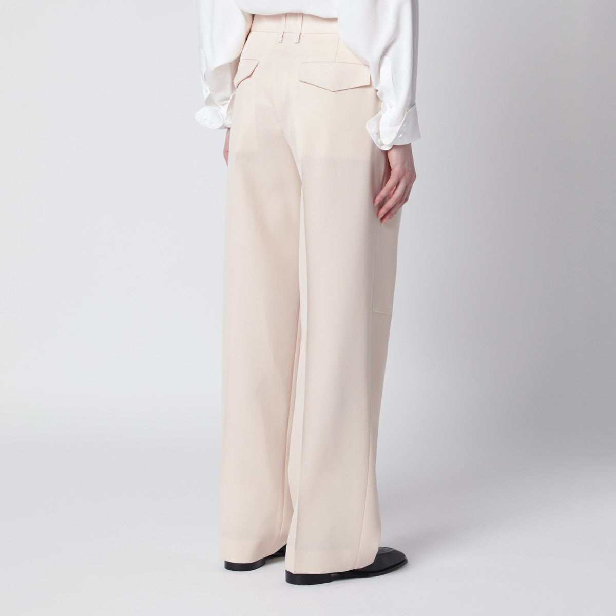 Jil Sander Ivory Wool Gabardine Trousers Beige