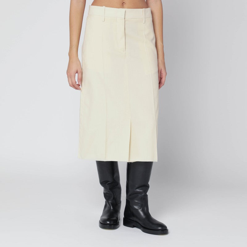 Jil Sander Vanilla Wool Midi Skirt White