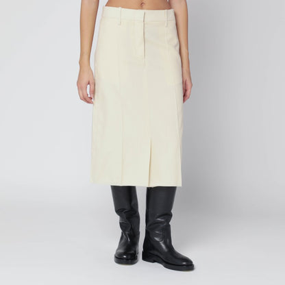 Jil Sander Vanilla Wool Midi Skirt White