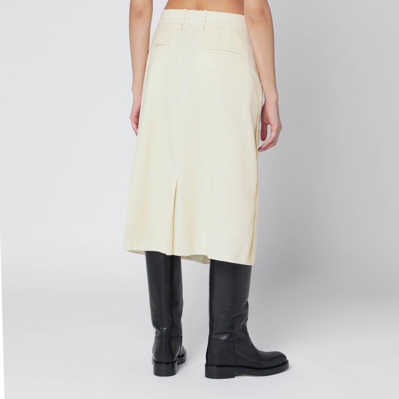 Jil Sander Vanilla Wool Midi Skirt White