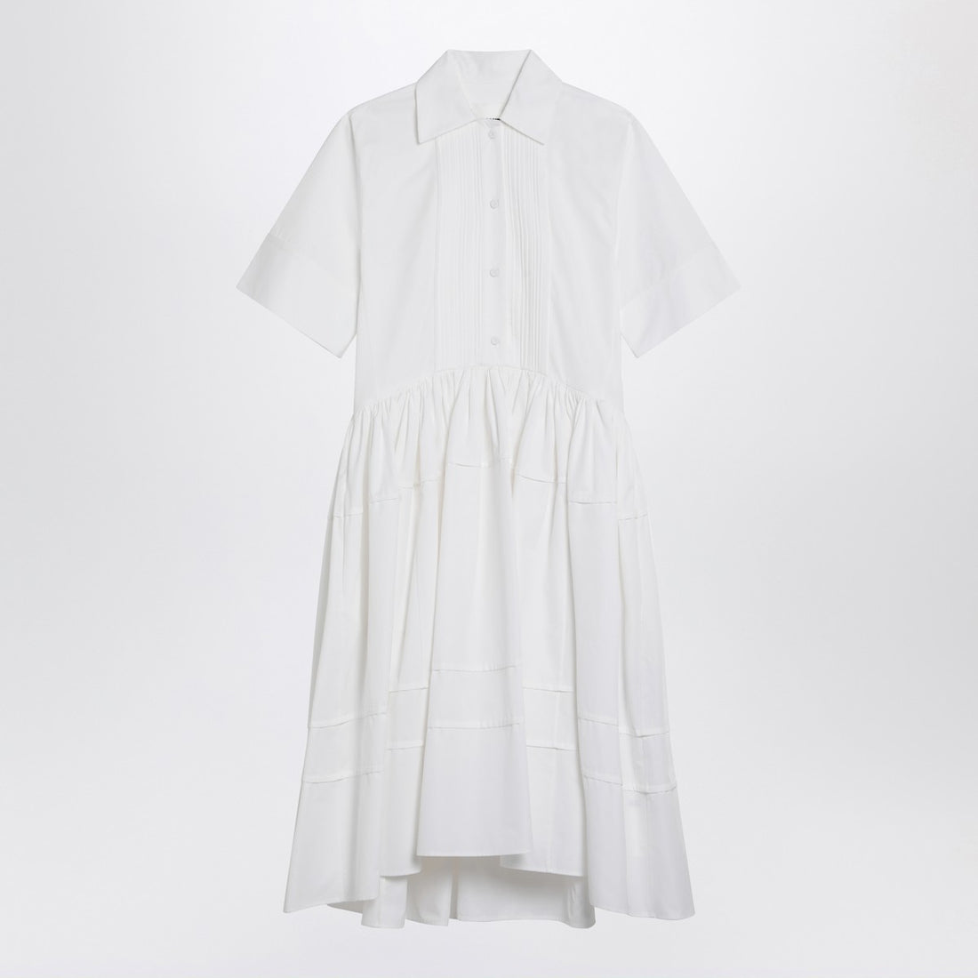 Jil Sander Cotton Asymmetric Shirt Dress White White