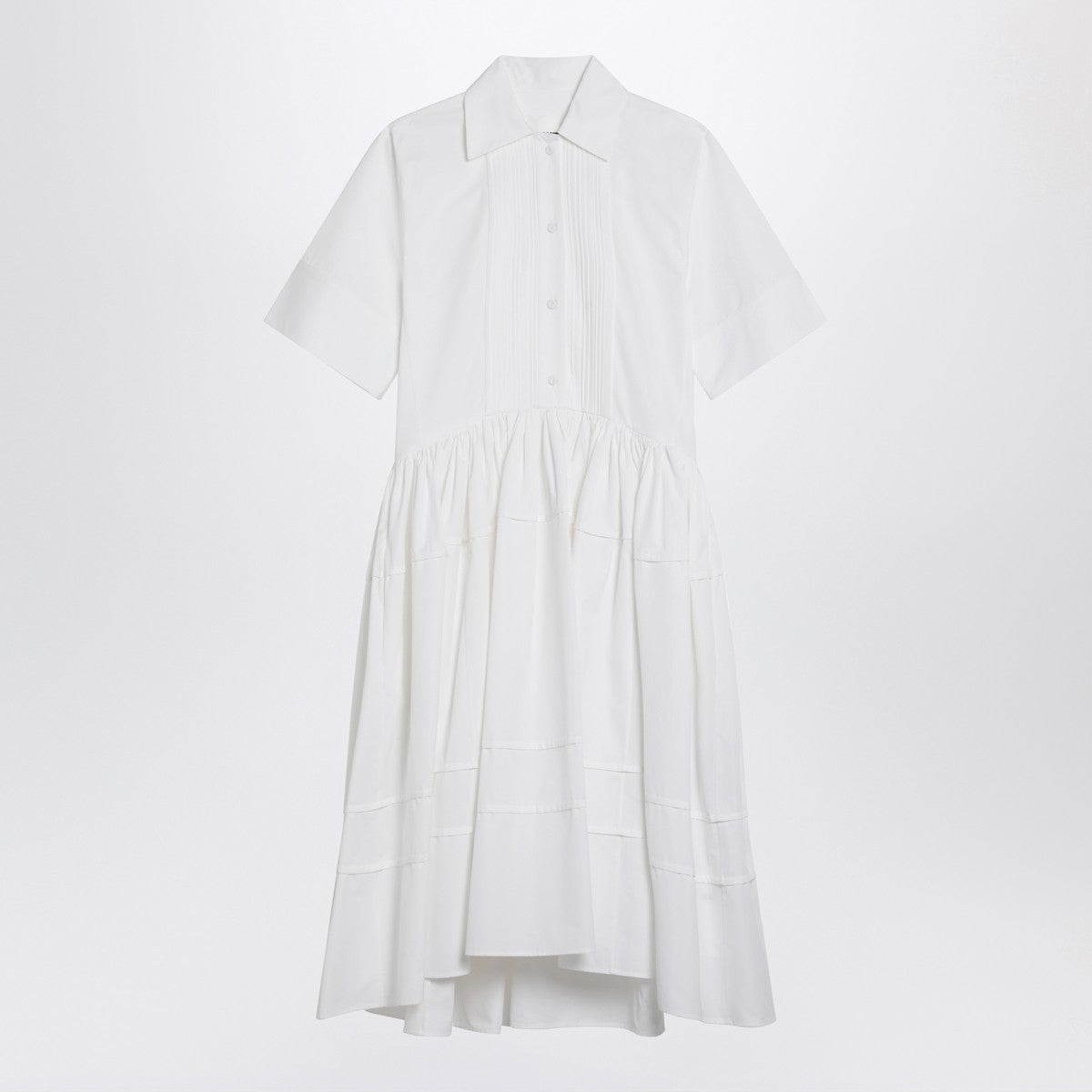 Jil Sander Cotton Asymmetric Shirt Dress White White