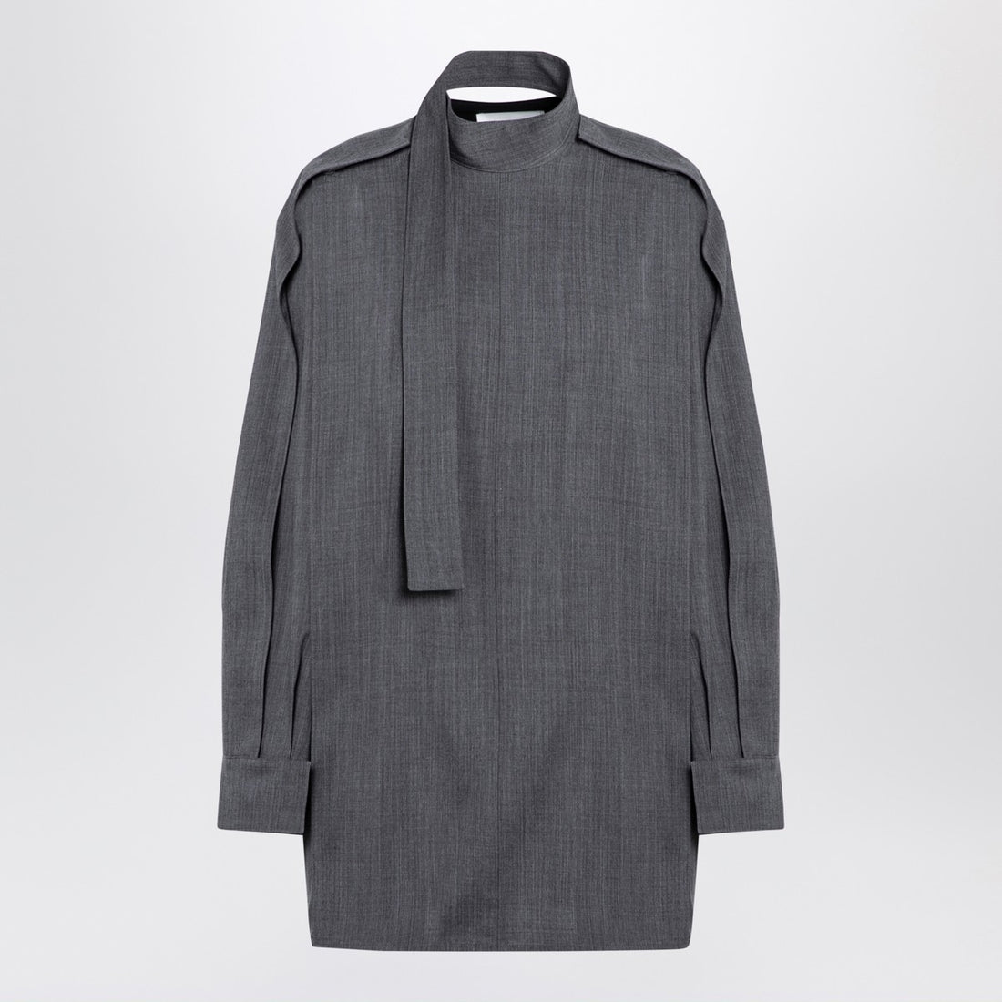 Jil Sander Grey Wool Shirt with Scarf Grey