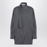 Jil Sander Grey Wool Shirt with Scarf Grey