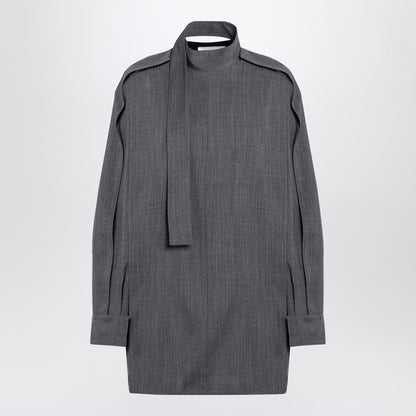 Jil Sander Grey Wool Shirt with Scarf Grey