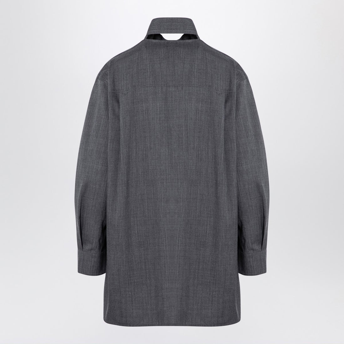 Jil Sander Grey Wool Shirt with Scarf Grey