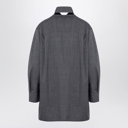 Jil Sander Grey Wool Shirt with Scarf Grey