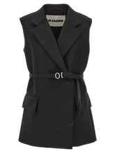Jil Sander Belt Wool Vest Black