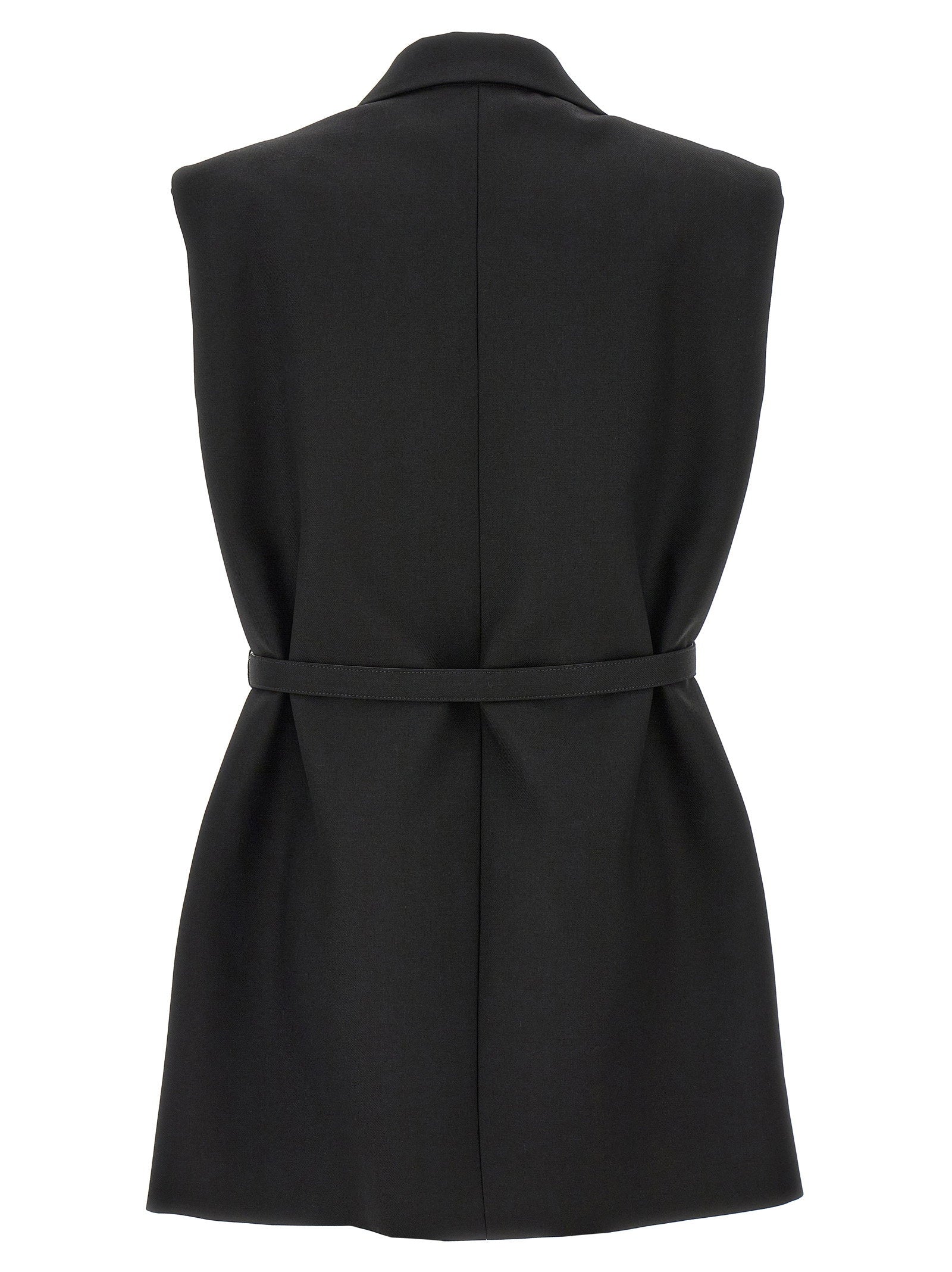 Jil Sander Belt Wool Vest Black