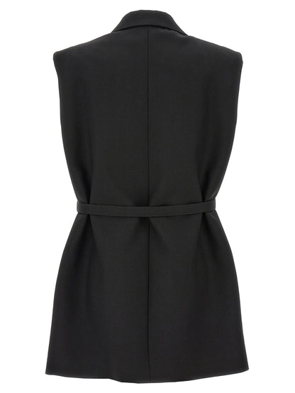Jil Sander Belt Wool Vest Black