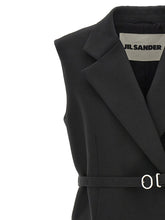 Jil Sander Belt Wool Vest Black
