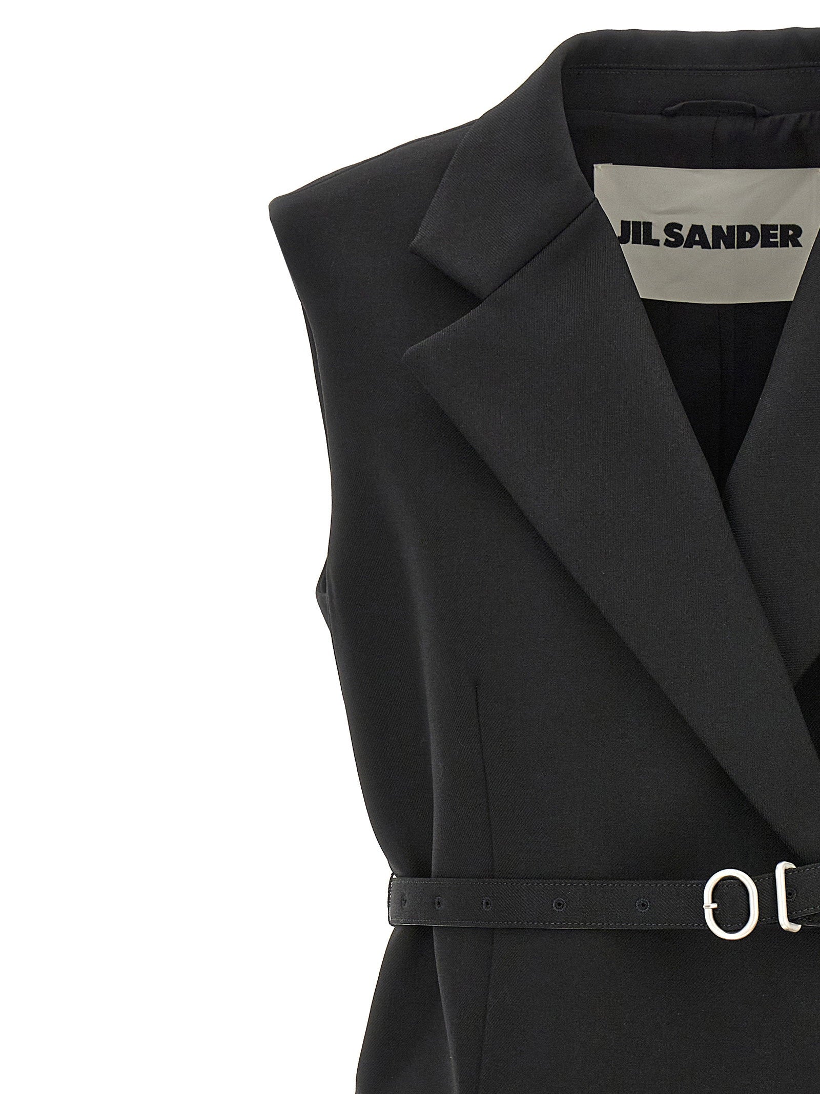 Jil Sander Belt Wool Vest Black