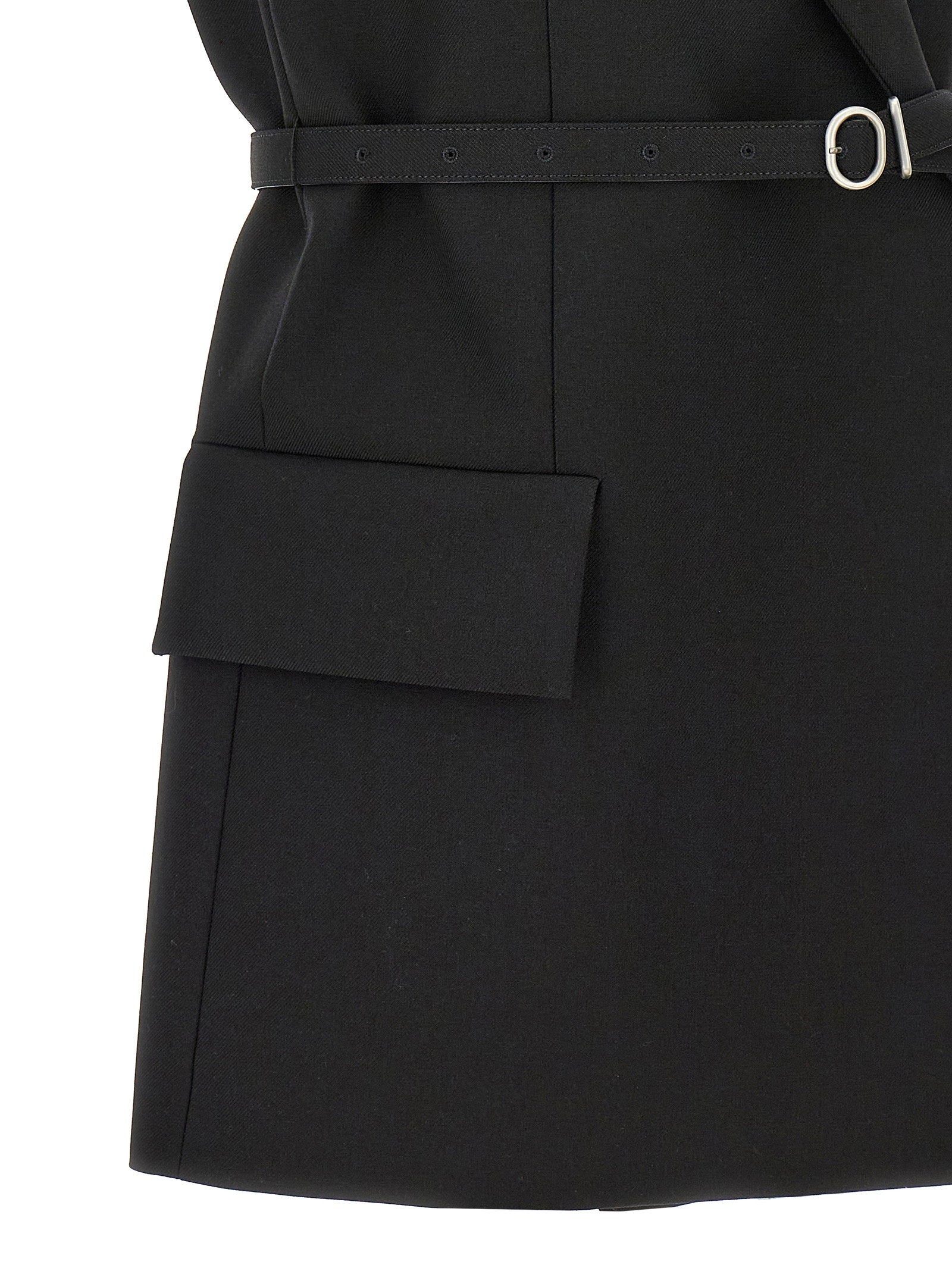 Jil Sander Belt Wool Vest Black