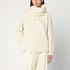 Jil Sander Ivory wool sweater with integrated scarf beige