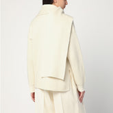Jil Sander Ivory wool sweater with integrated scarf beige