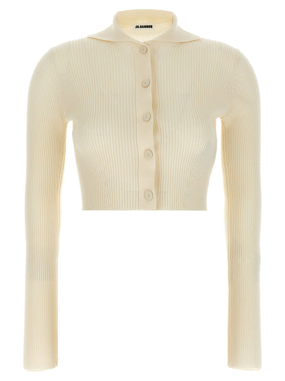 Jil Sander Ribbed Cardigan White