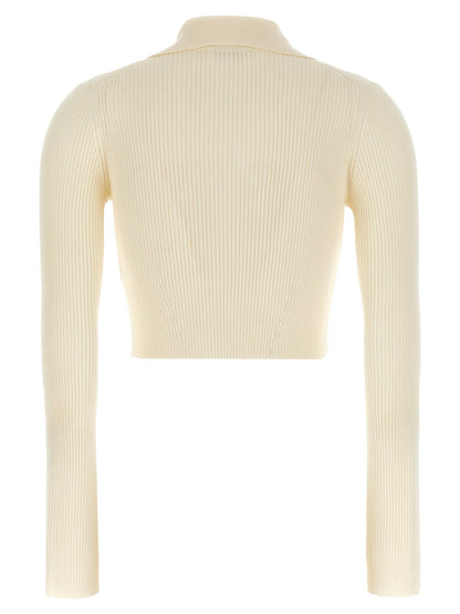 Jil Sander Ribbed Cardigan White