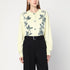 Jil Sander Light Yellow Virgin Wool Cardigan with Floral Embroidery Yellow