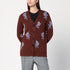 Jil Sander Brown Alpaca Wool Floral-Intarsia Oversized Cardigan Brown