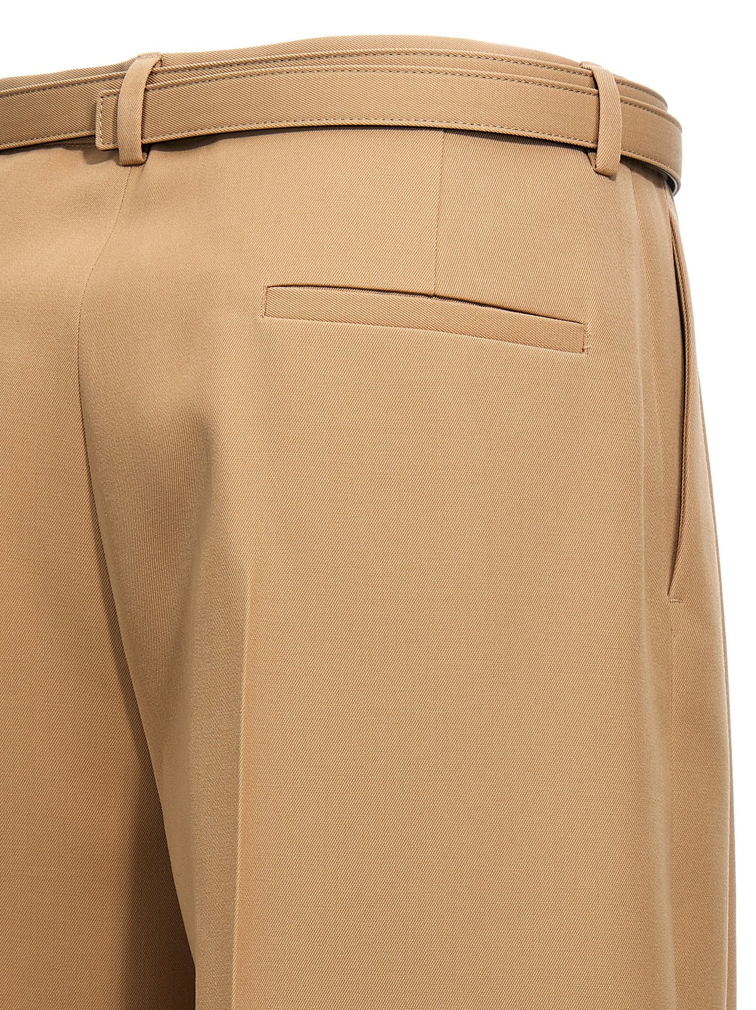 Jil Sander Gabardine Belt Pants Beige