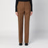 Jil Sander High-Rise Brown Wool Tailored Trousers Brown