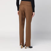 Jil Sander High-Rise Brown Wool Tailored Trousers Brown