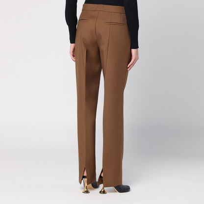 Jil Sander High-Rise Brown Wool Tailored Trousers Brown