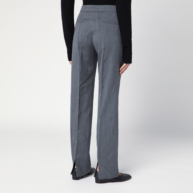 Jil Sander High-Waisted Grey Wool Trousers Grey