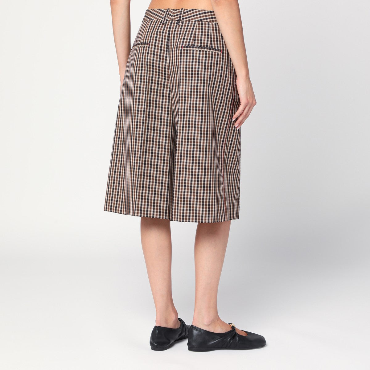 Jil Sander Checked Wool Bermuda Shorts Brown