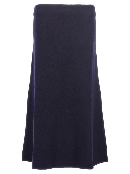 Jil Sander Long Wool Skirt Blue