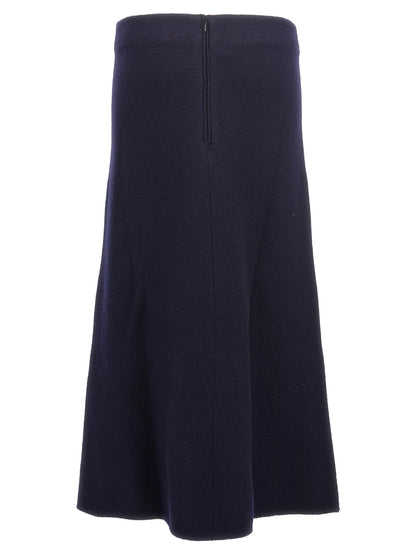 Jil Sander Long Wool Skirt Blue